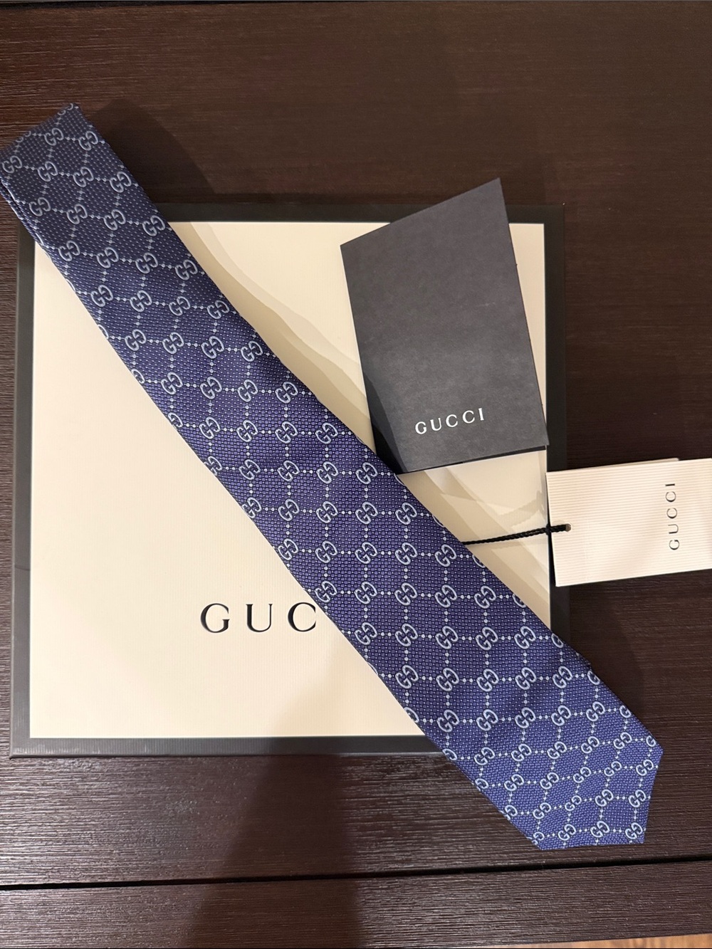Gucci Blue GG Motif Silk Tie